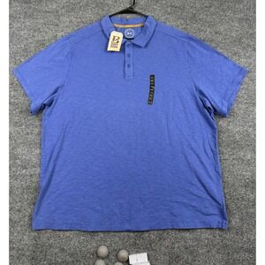 Brothers and Sons Mens XXL Blue Cotton Slub Jersey Polo Shirt Short Sleeve NWT